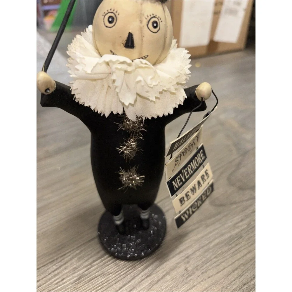 Enesco Heather Meyers Jack Be Little Pumpkin Black White Clown Halloween Bat
